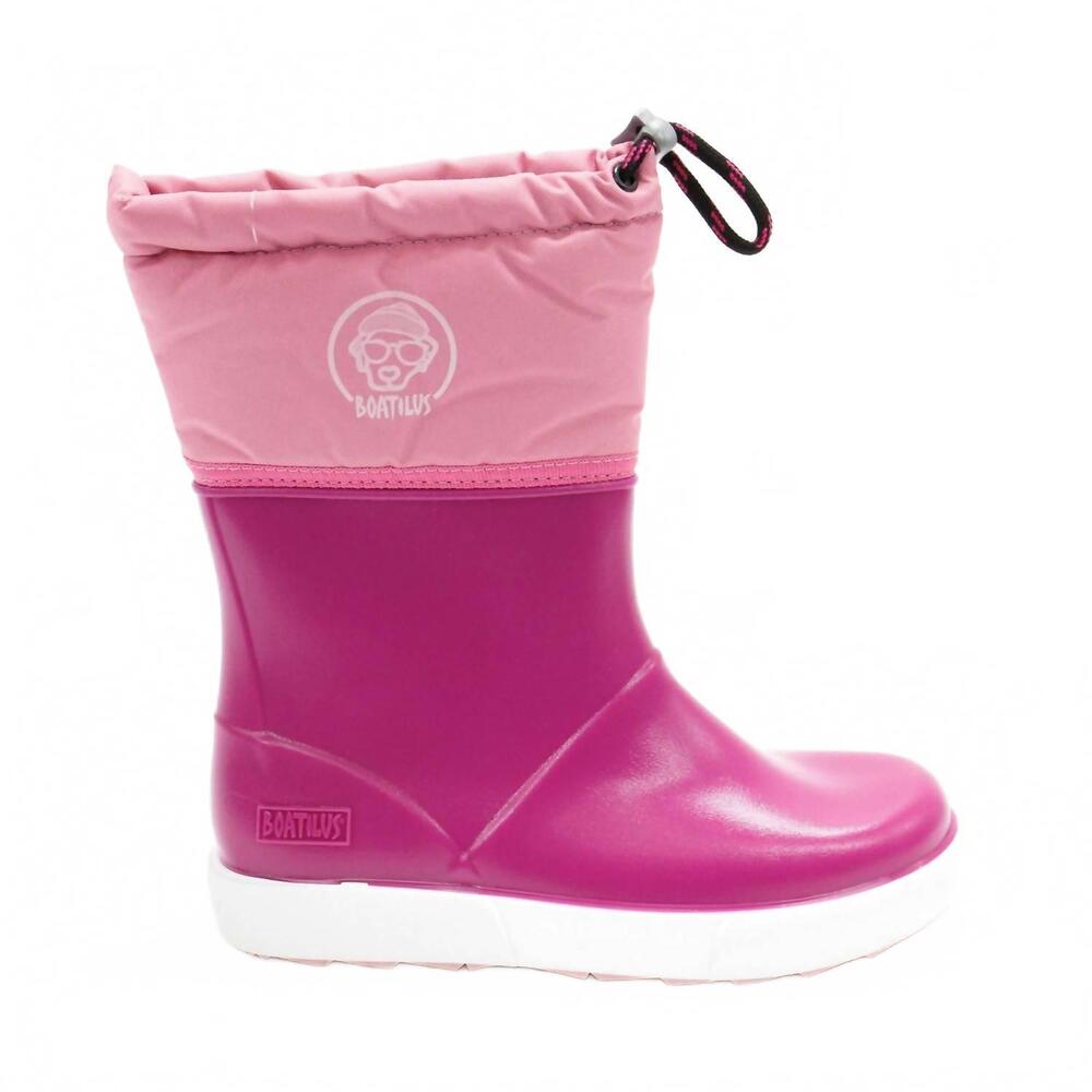 NEW BOATILUS girl's toddler penguy b welly boots in fucsia pink - Picture 2 of 5